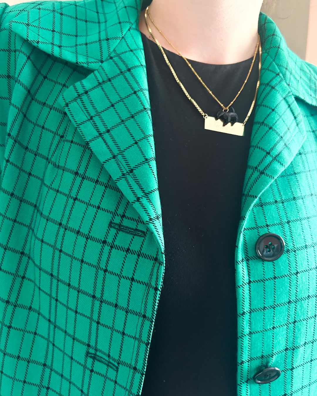 Vintage Graphic Check Jacket, approx size 10-12