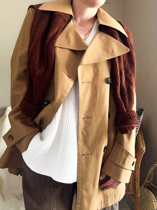Vintage Norwegian Mid Length Trench, seems unworn, approx size 12
