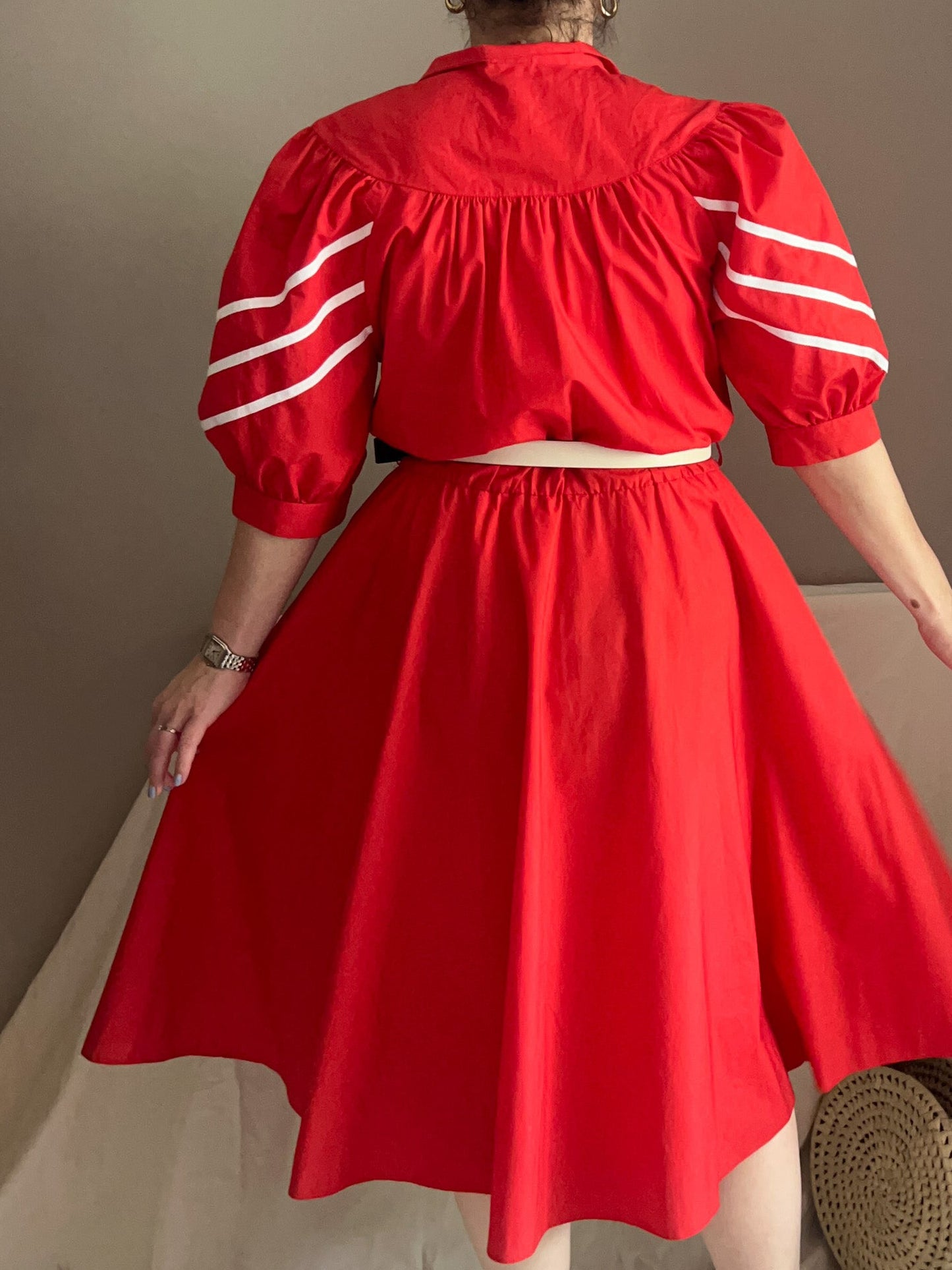 Vintage Puff Sleeve Prairie Dress, size approx 12-14