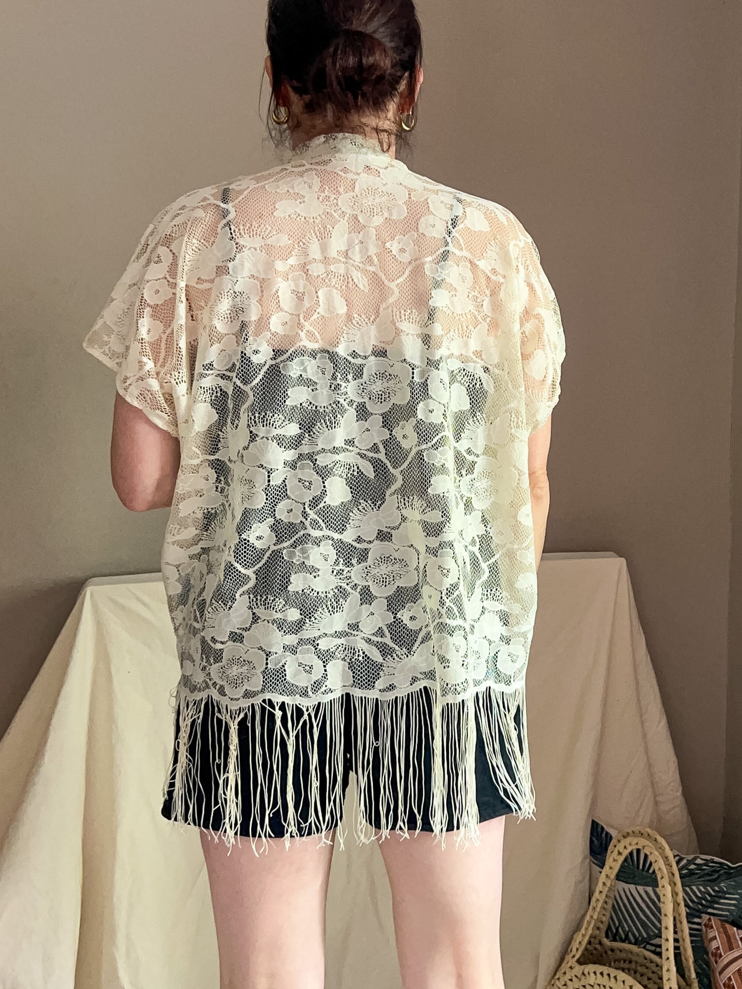 2010's Topshop Lace Fringed Jacket, free size