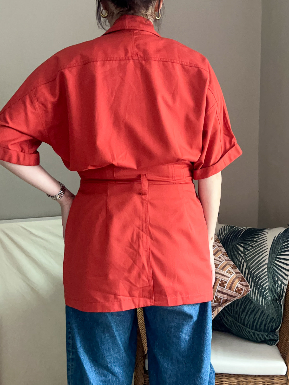 Vintage Safari Style Longline Jacket, approx size 10
