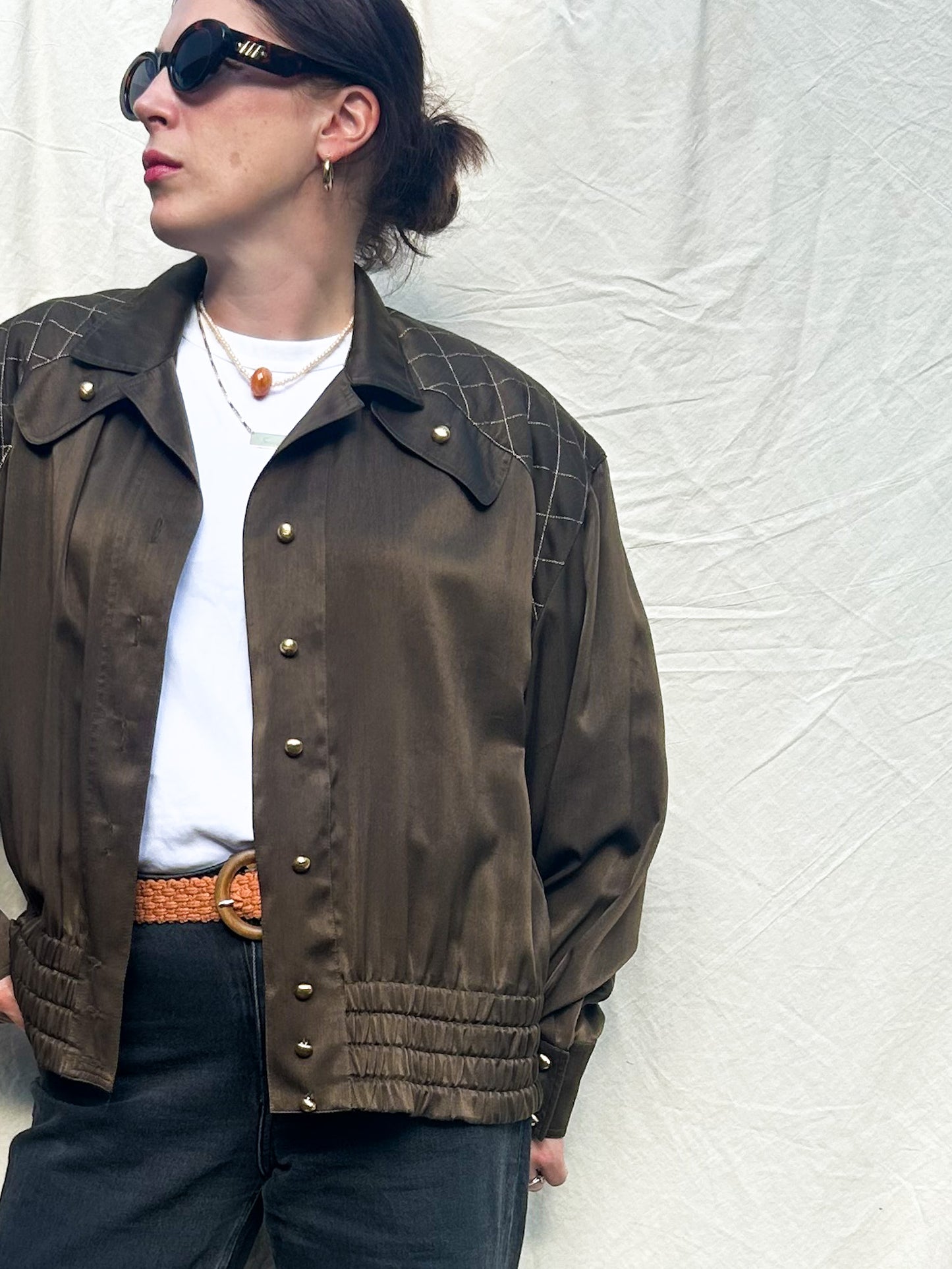Vintage 70s-80s Dark Olive Shirt/Jacket, approx Size 10-14