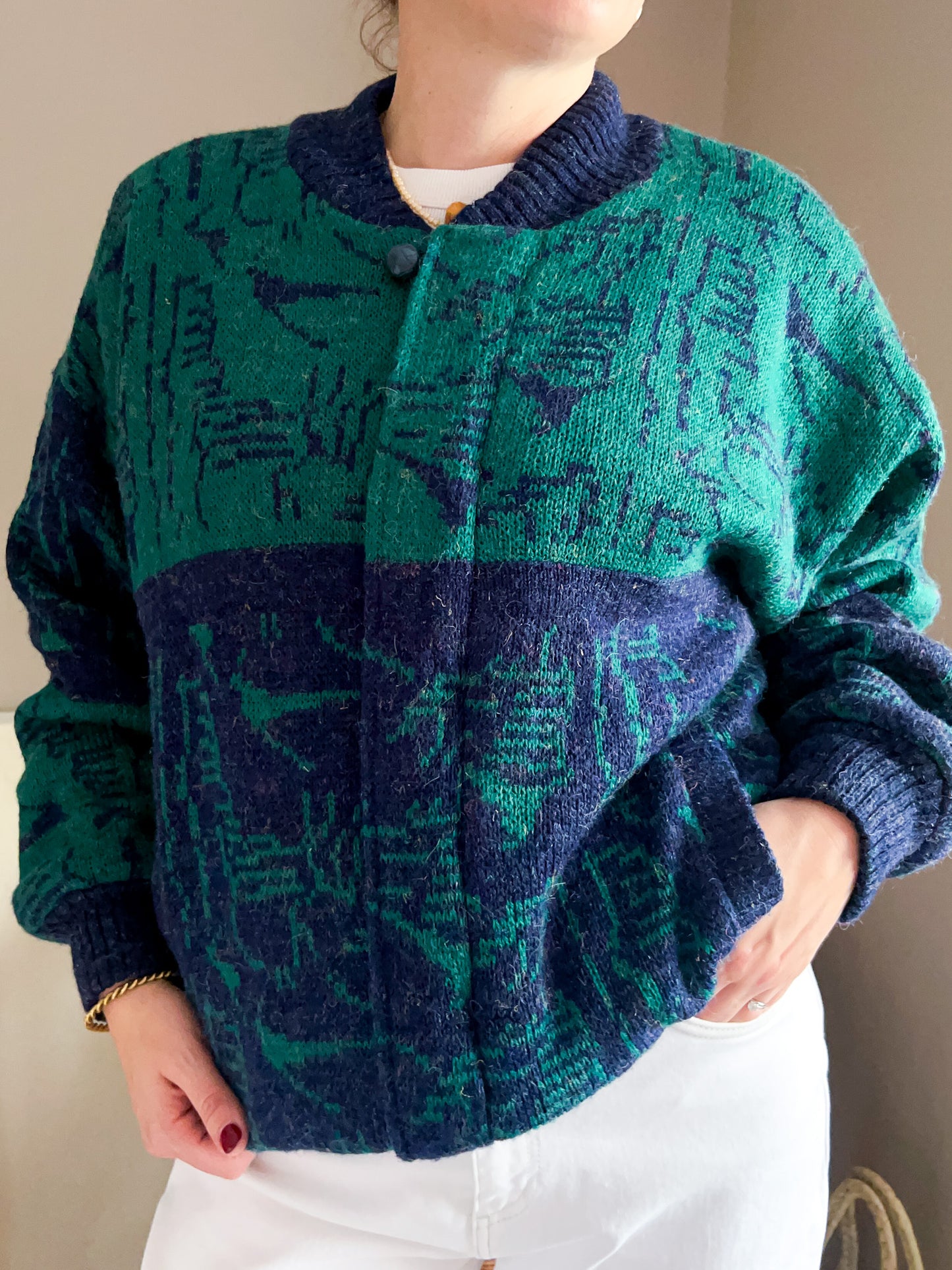 Vintage Quilted Knit Bomber Jacket, approx Size 10-12