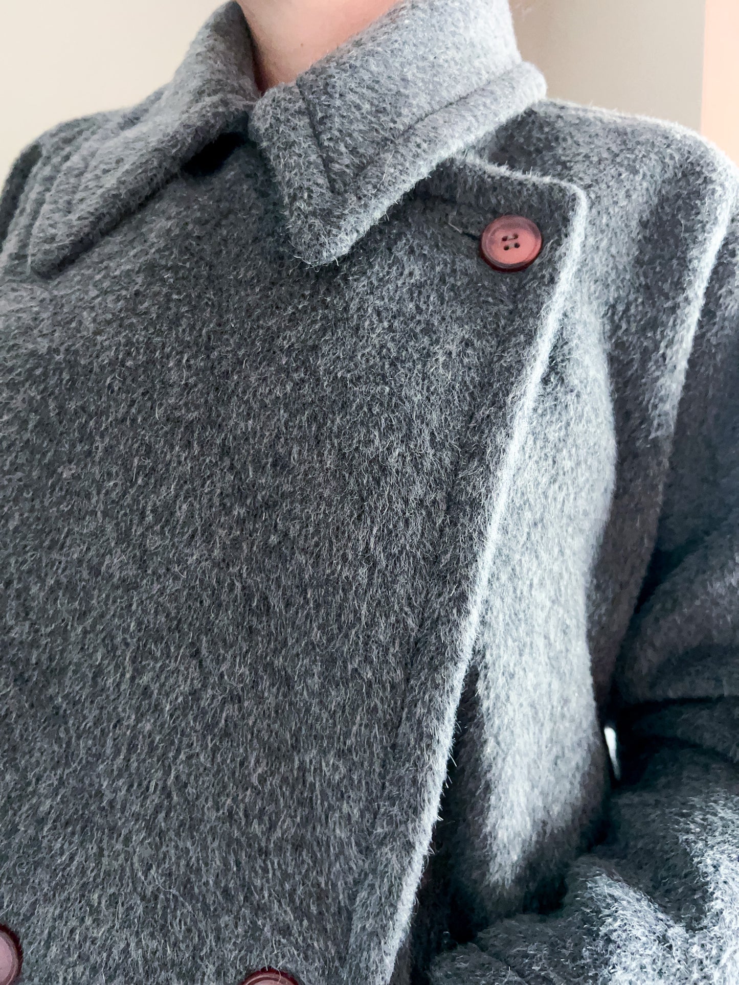 Vintage 80s Grey Swing Coat, approx Size 10-16