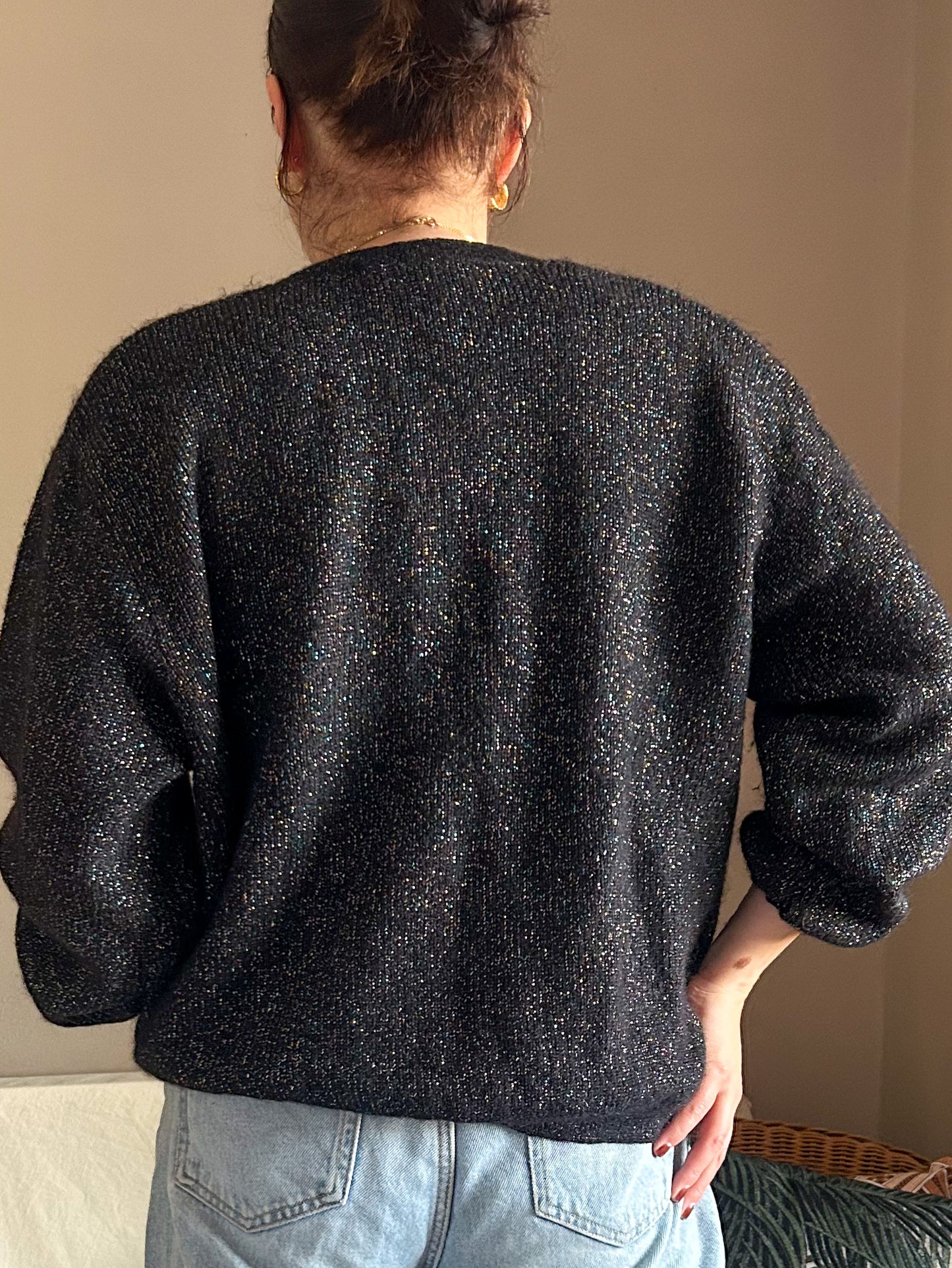 Vintage Cardigan With Metallic Thread, size approx 12-18