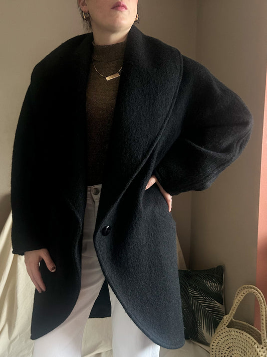 Vintage Statement Collar Wool Coat, approx Size 10-14+