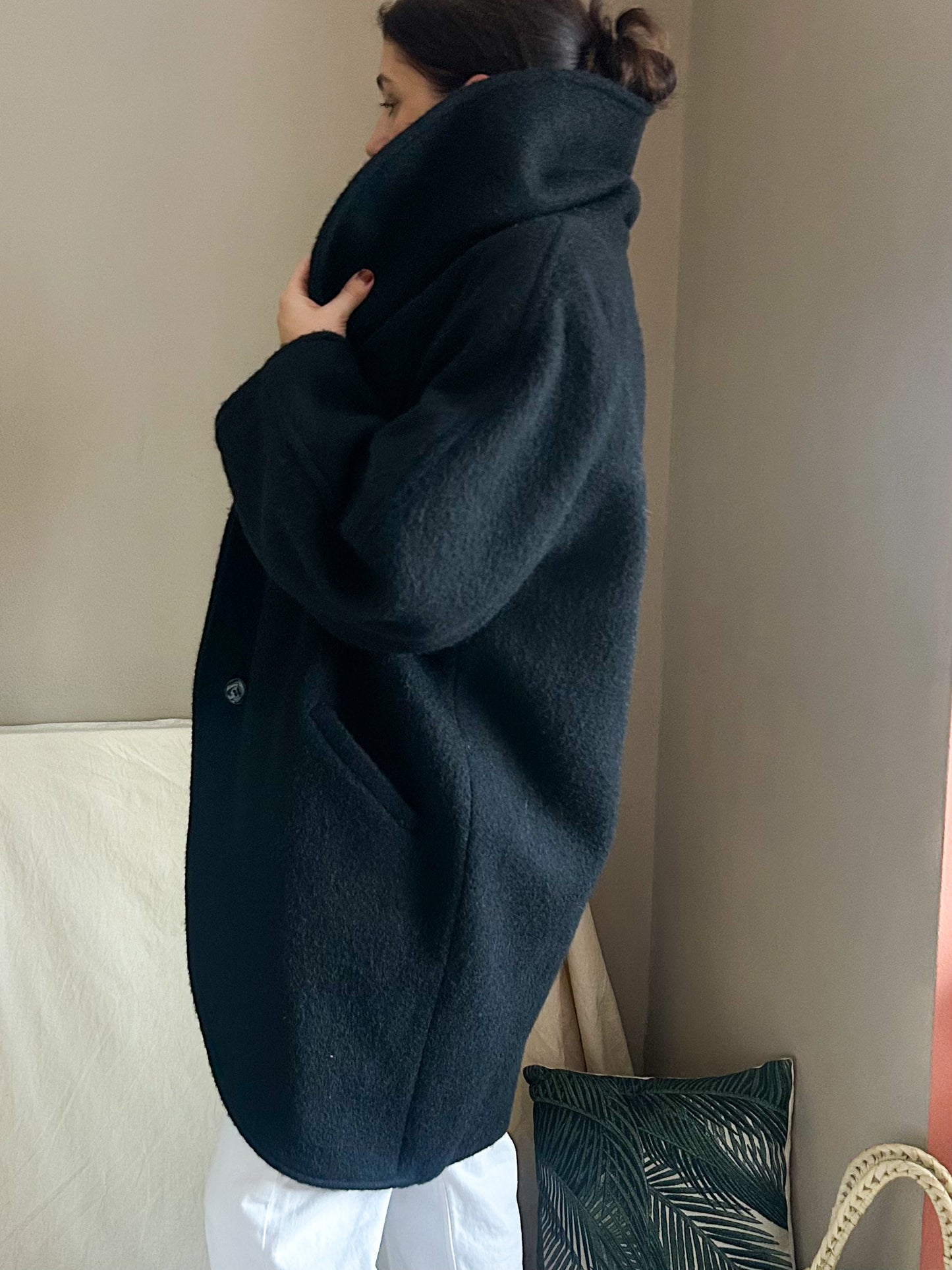 Vintage Statement Collar Wool Coat, approx Size 10-14+