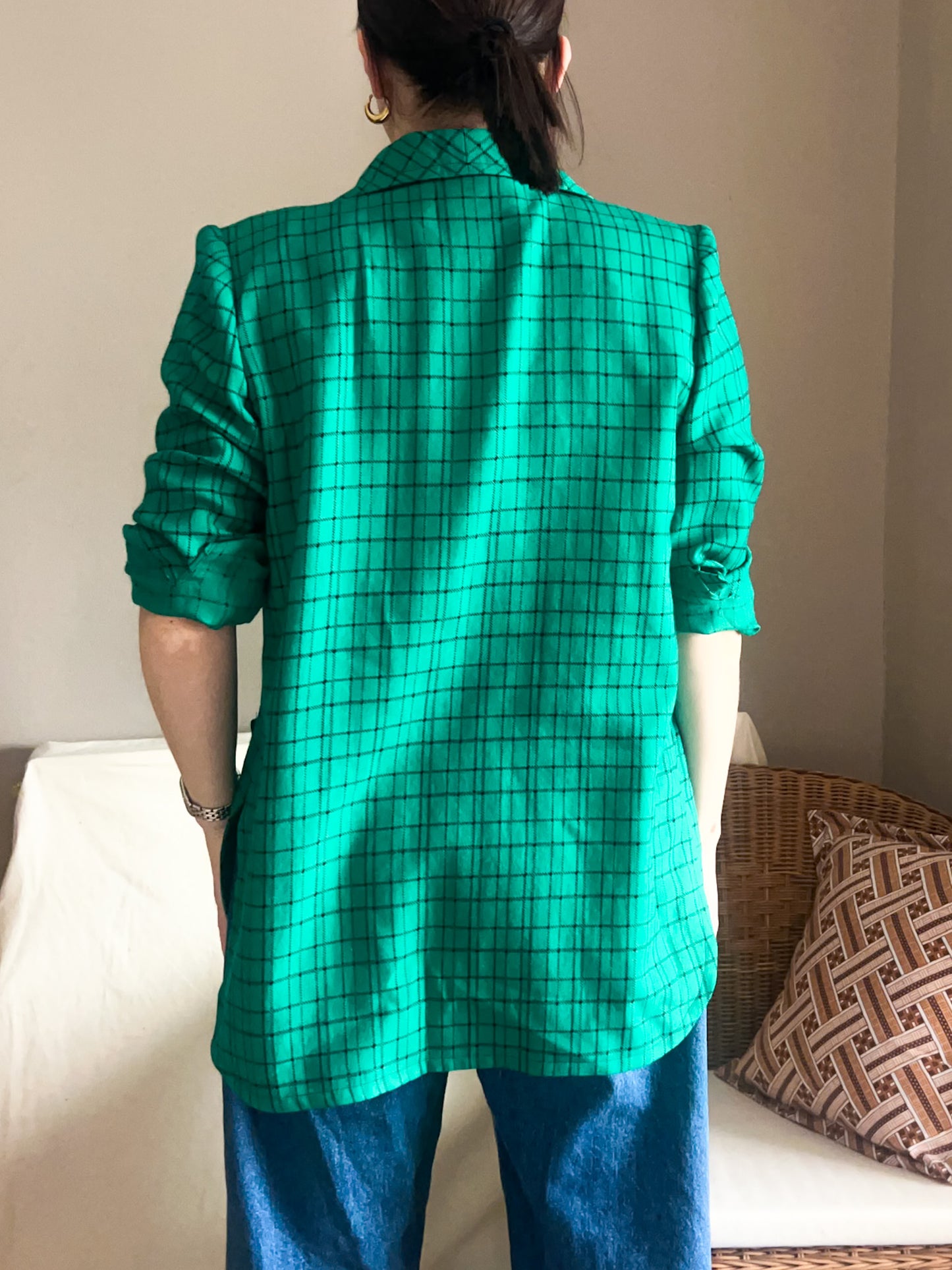 Vintage Graphic Check Jacket, approx size 10-12