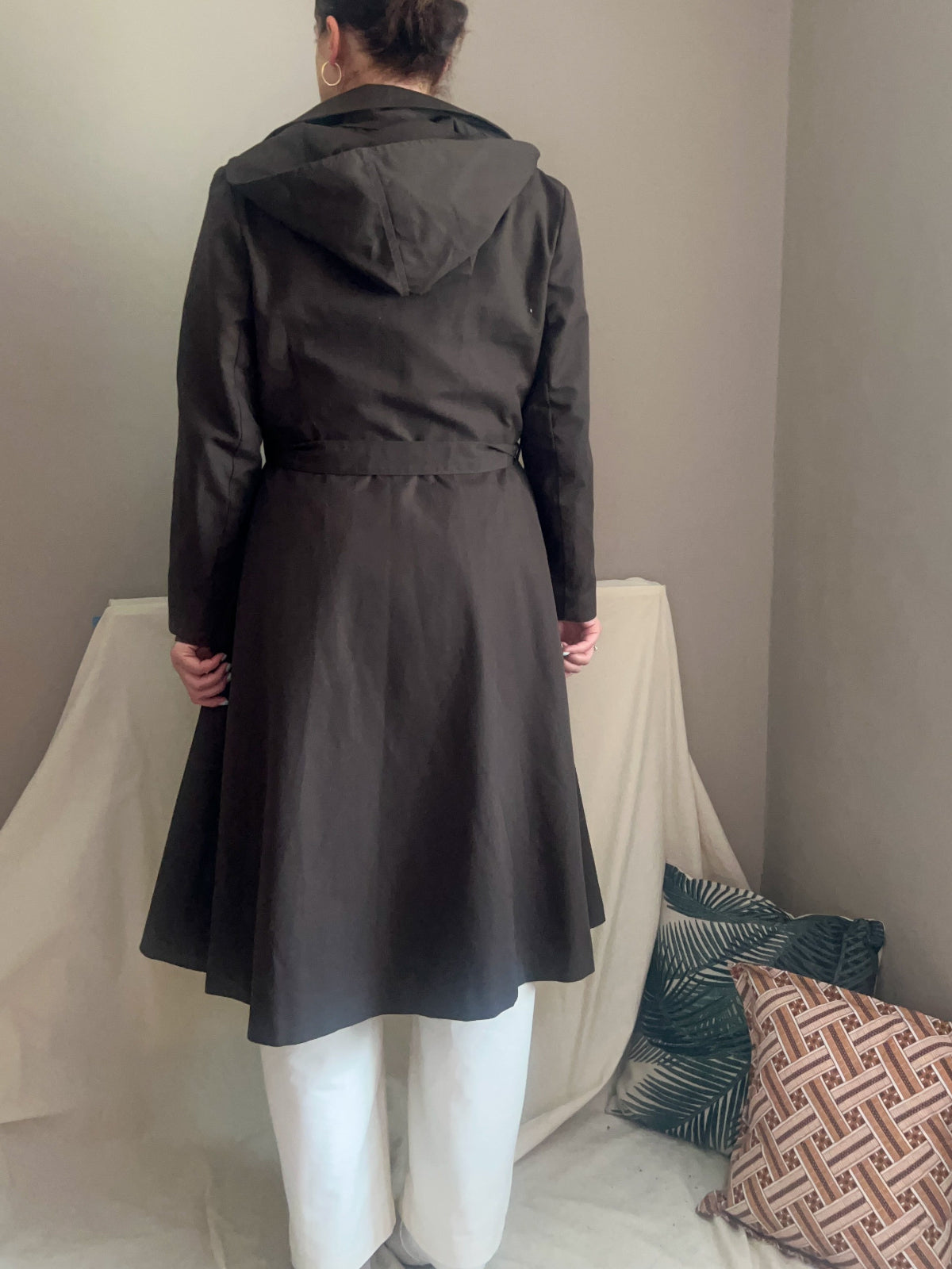 Vintage 1970s Irish Made Hooded Trench Coat, size approx 10-12