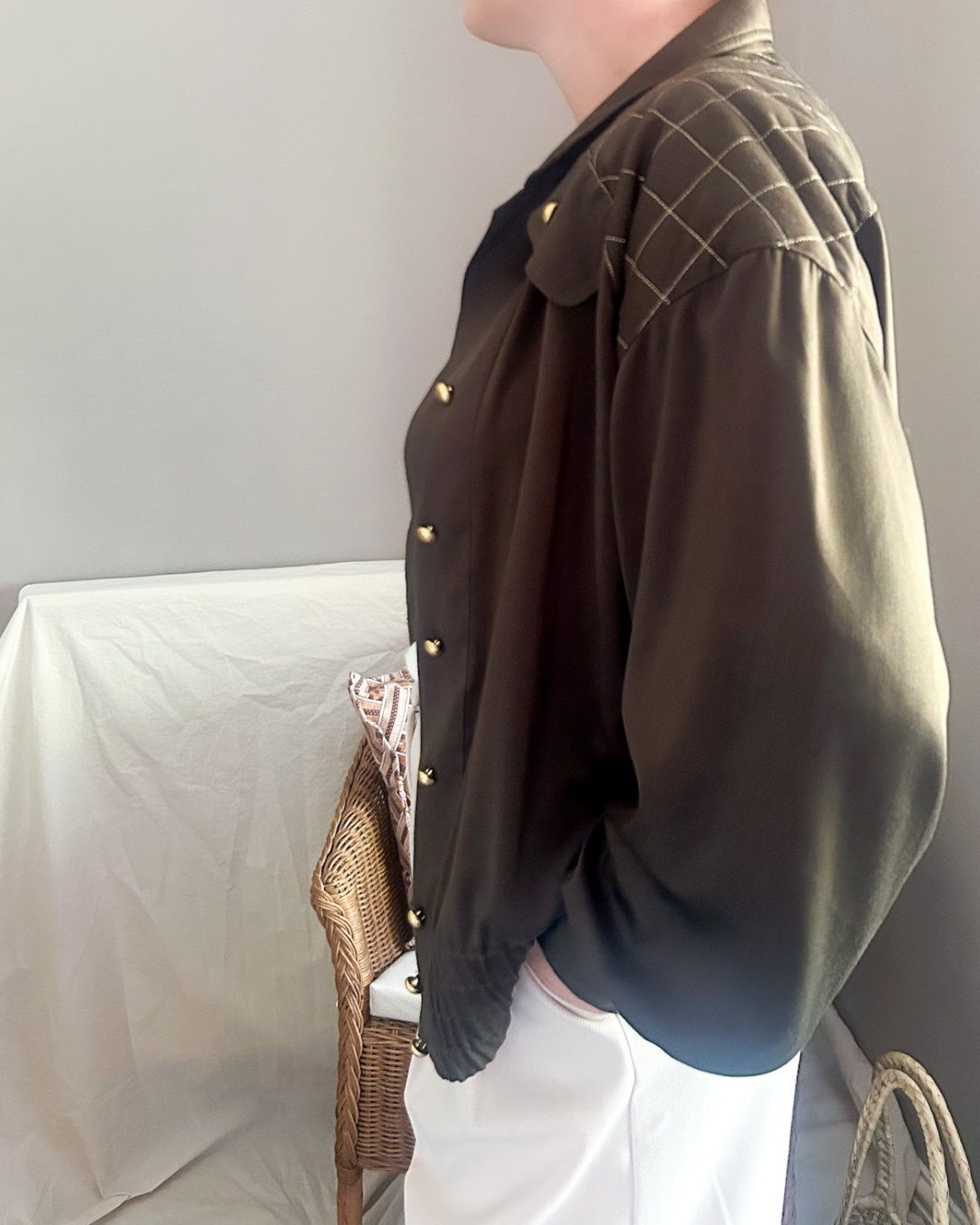 Vintage 70s-80s Dark Olive Shirt/Jacket, approx Size 10-14