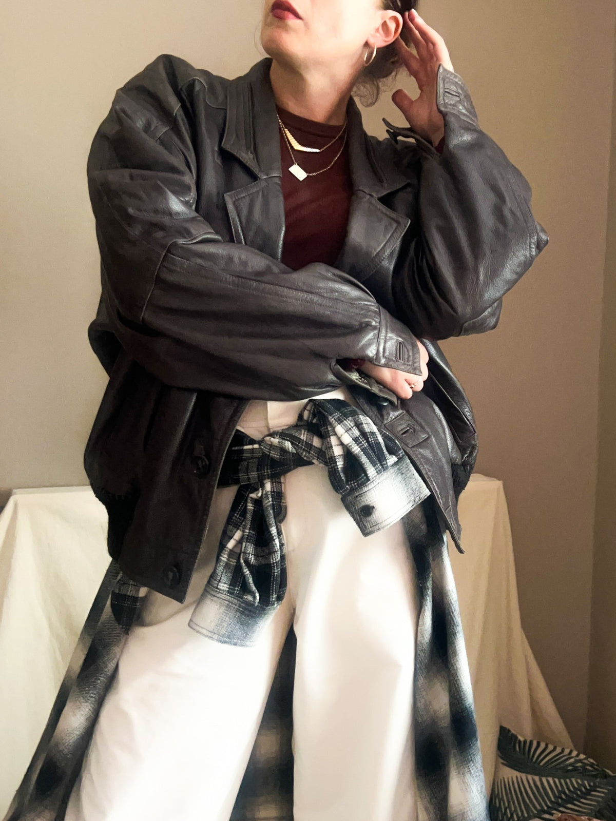 Vintage Italian Leather Jacket, approx size 12-16