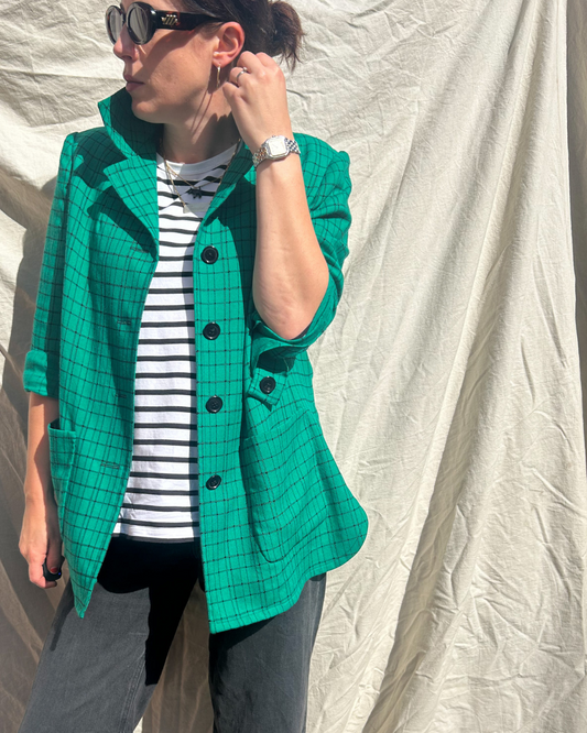 Vintage Graphic Check Jacket, approx size 10-12