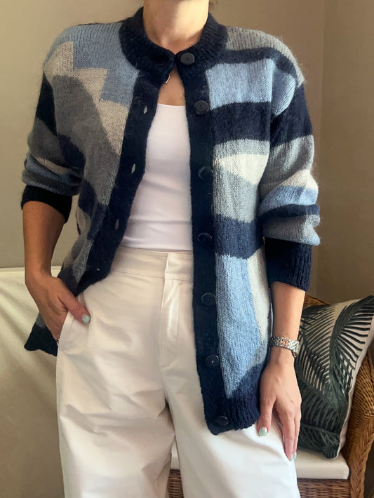 Vintage Abstract Knit Cardigan, size 8-12
