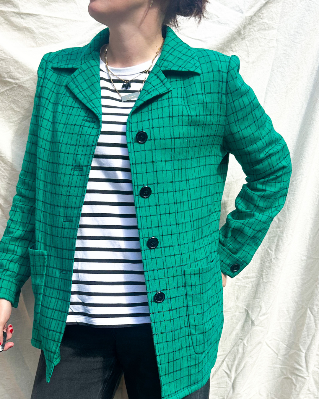 Vintage Graphic Check Jacket, approx size 10-12