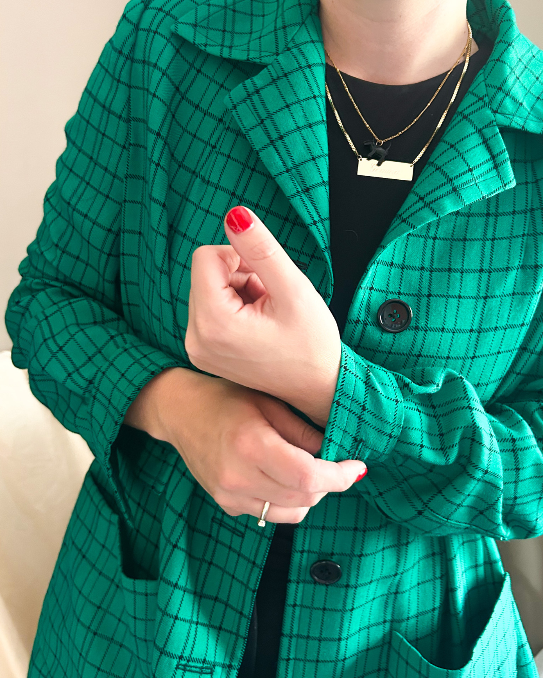 Vintage Graphic Check Jacket, approx size 10-12