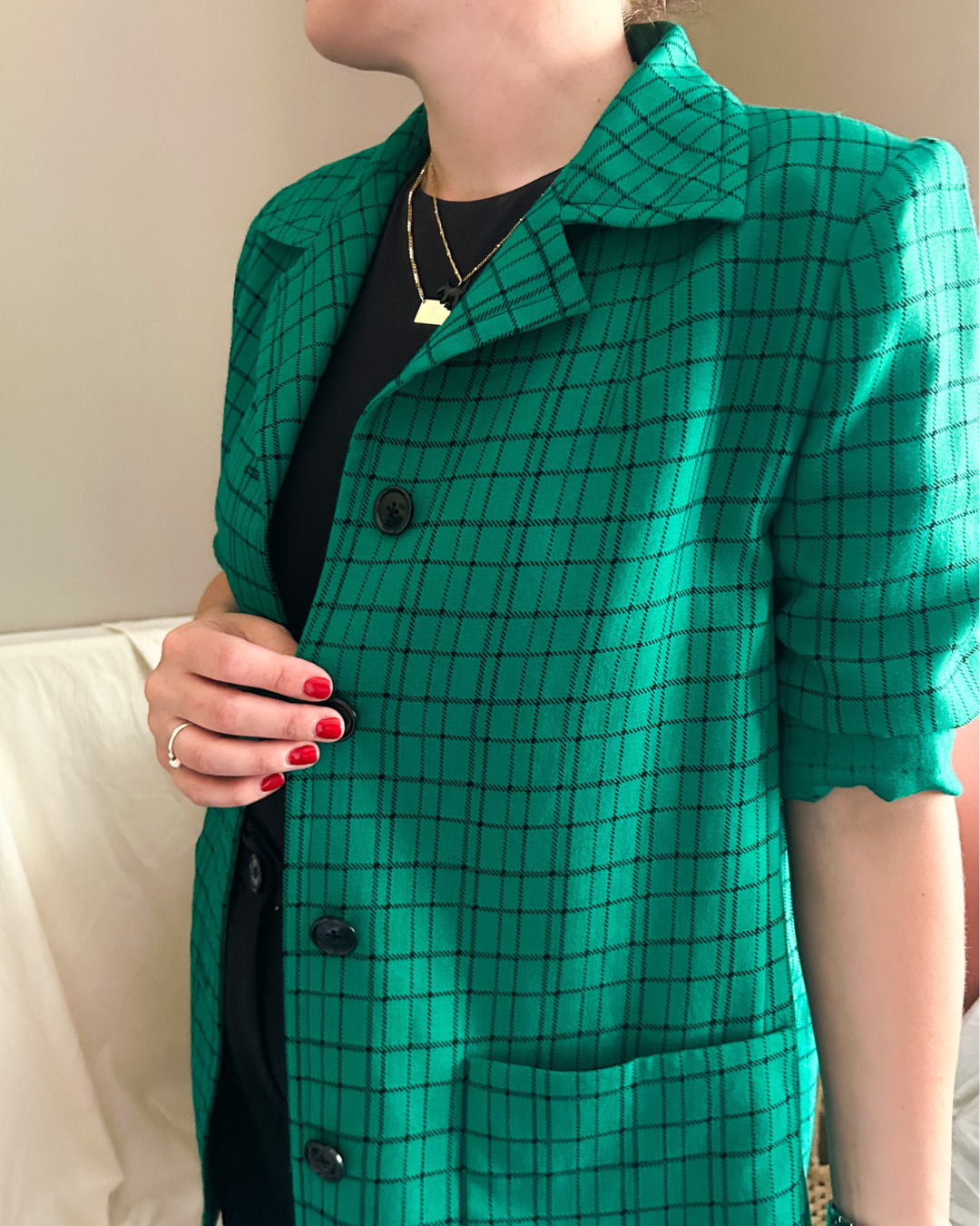 Vintage Graphic Check Jacket, approx size 10-12