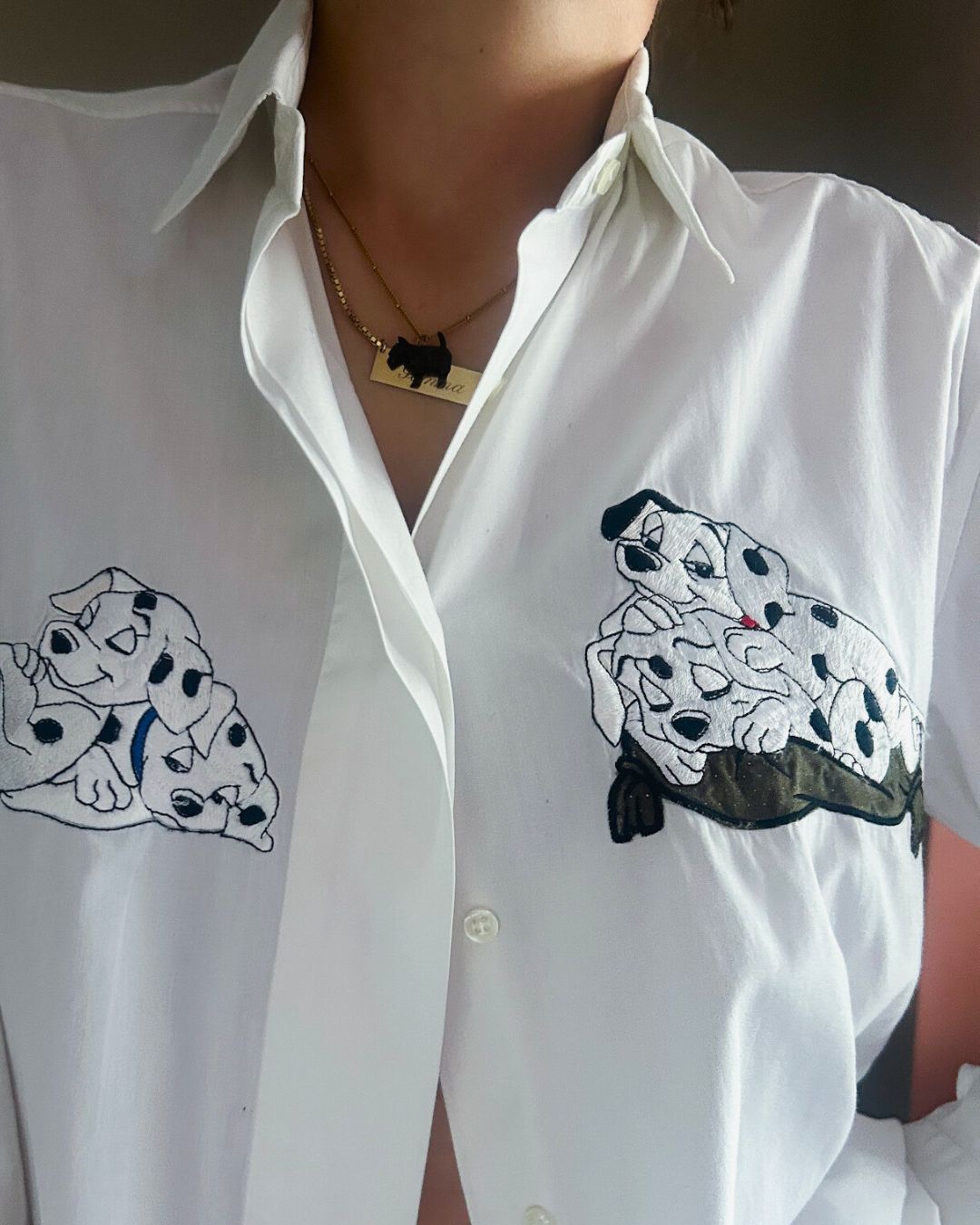 Vintage Dalmatian Applique Shirt, approx Size 10-16