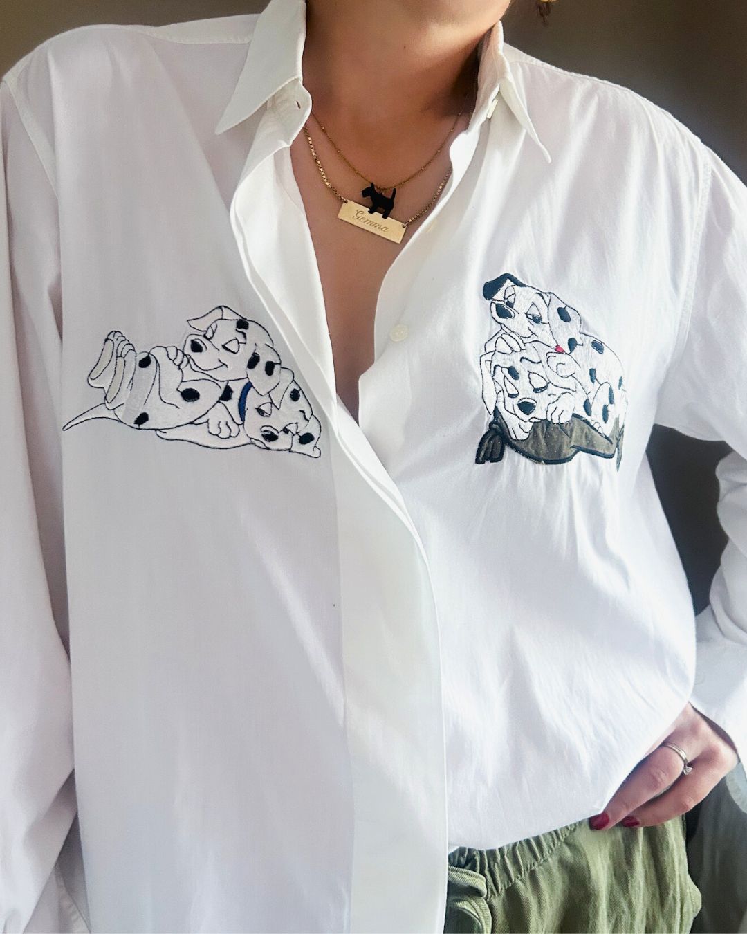 Vintage Dalmatian Applique Shirt, approx Size 10-16