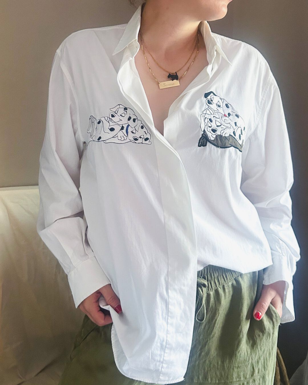 Vintage Dalmatian Applique Shirt, approx Size 10-16