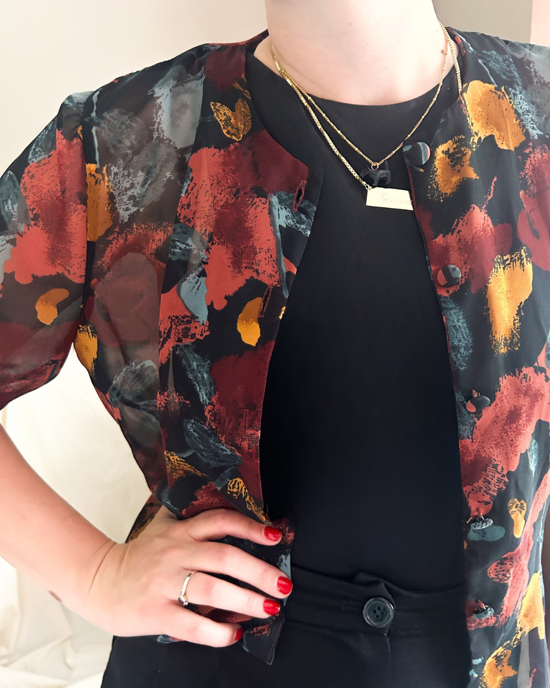 Vintage Autumn Colours Blouse, approx Size 8-10+