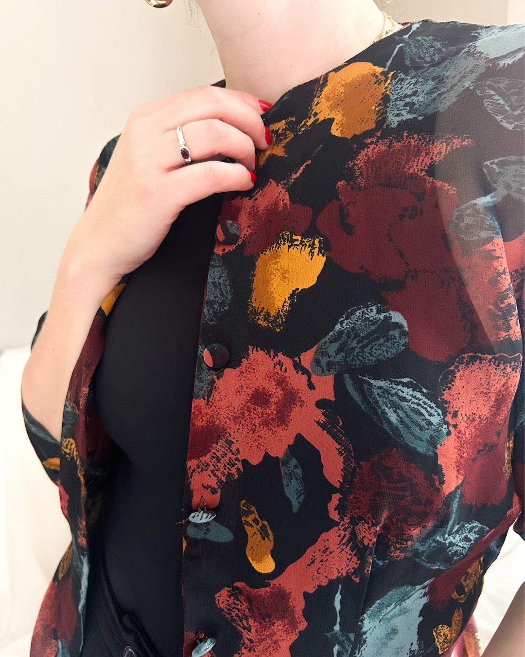 Vintage Autumn Colours Blouse, approx Size 8-10+