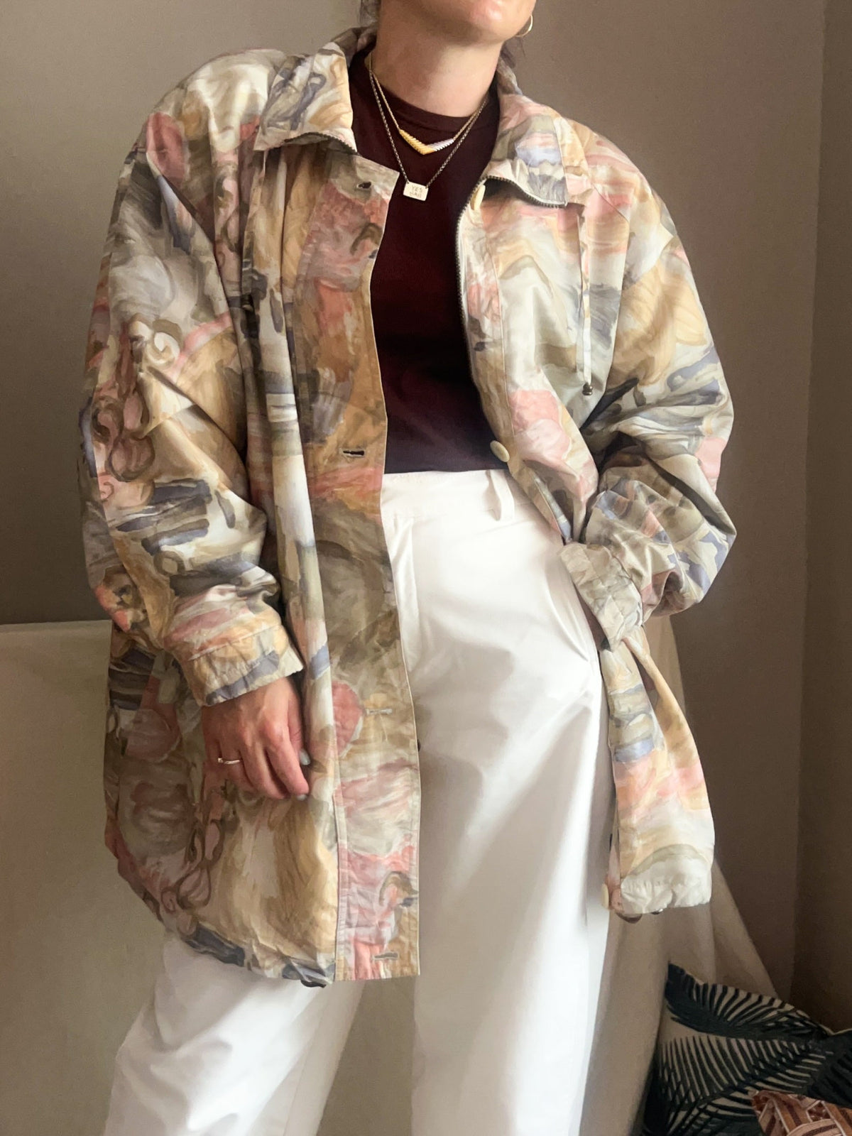Vintage Abstract Print Jacket, fits up to size 20