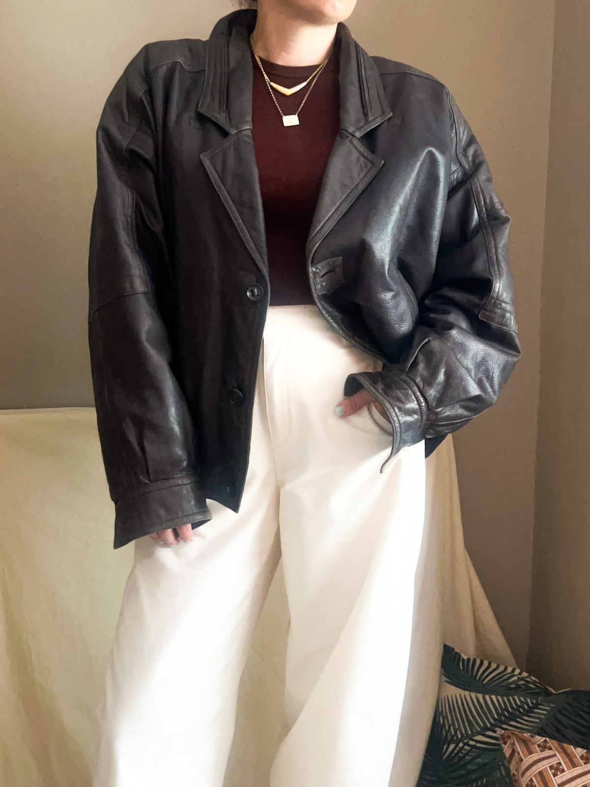 Vintage Italian Leather Jacket, approx size 12-16