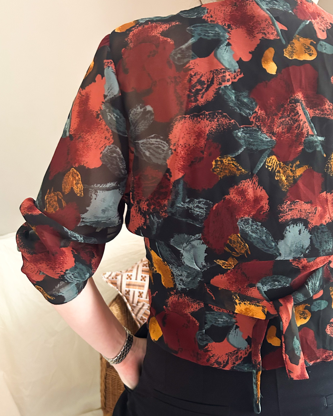 Vintage Autumn Colours Blouse, approx Size 8-10+