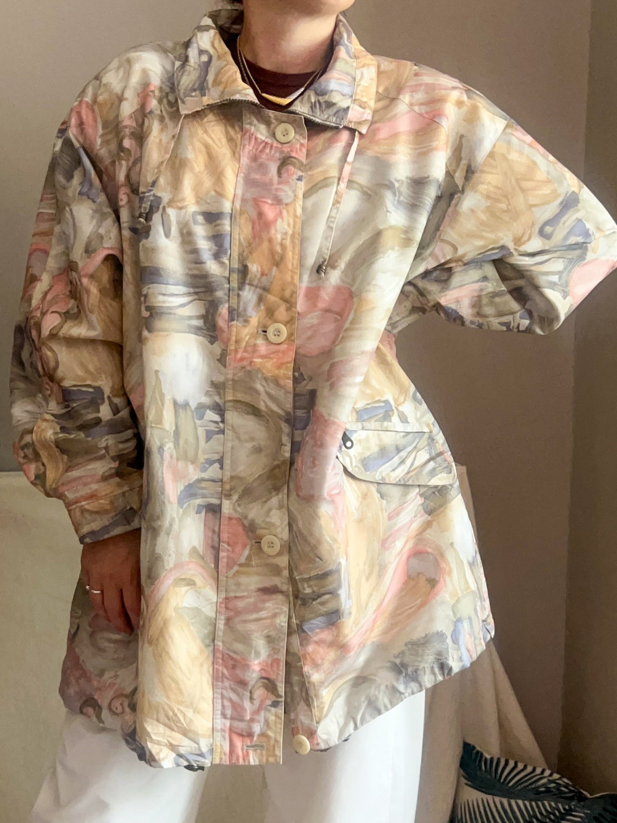 Vintage Abstract Print Jacket, fits up to size 20