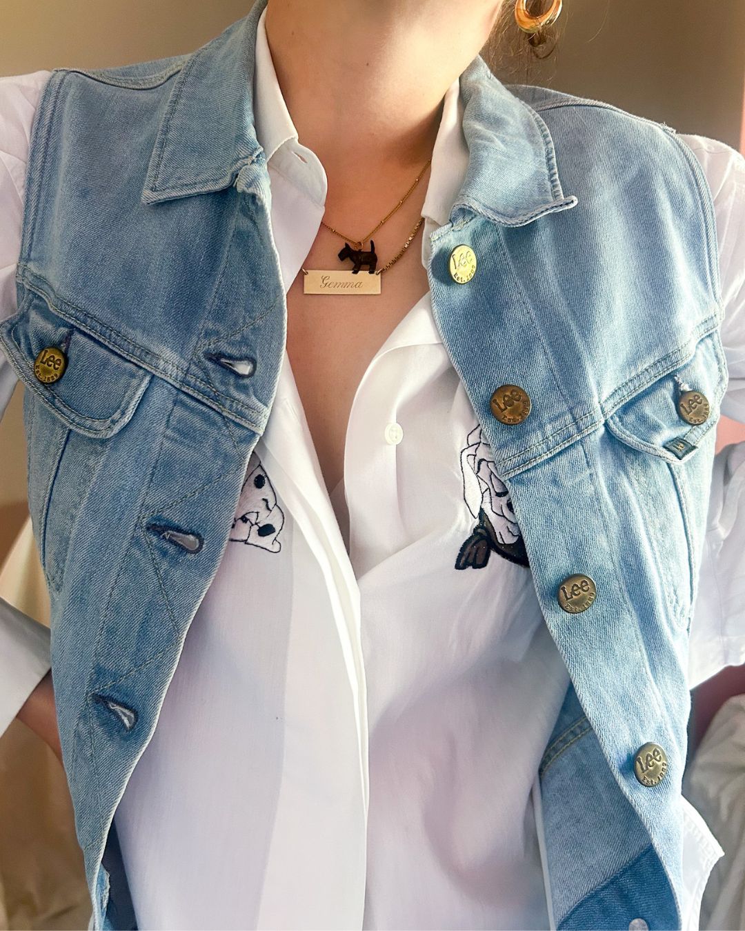 Y2k Era Lee Sleeveless Denim Vest, approx size 8-10