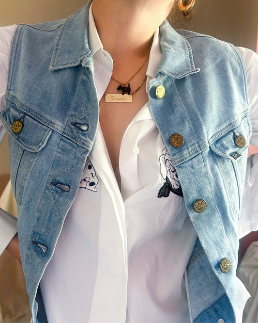 Y2k Era Lee Sleeveless Denim Vest, approx size 8-10