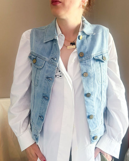 Y2k Era Lee Sleeveless Denim Vest, approx size 8-10