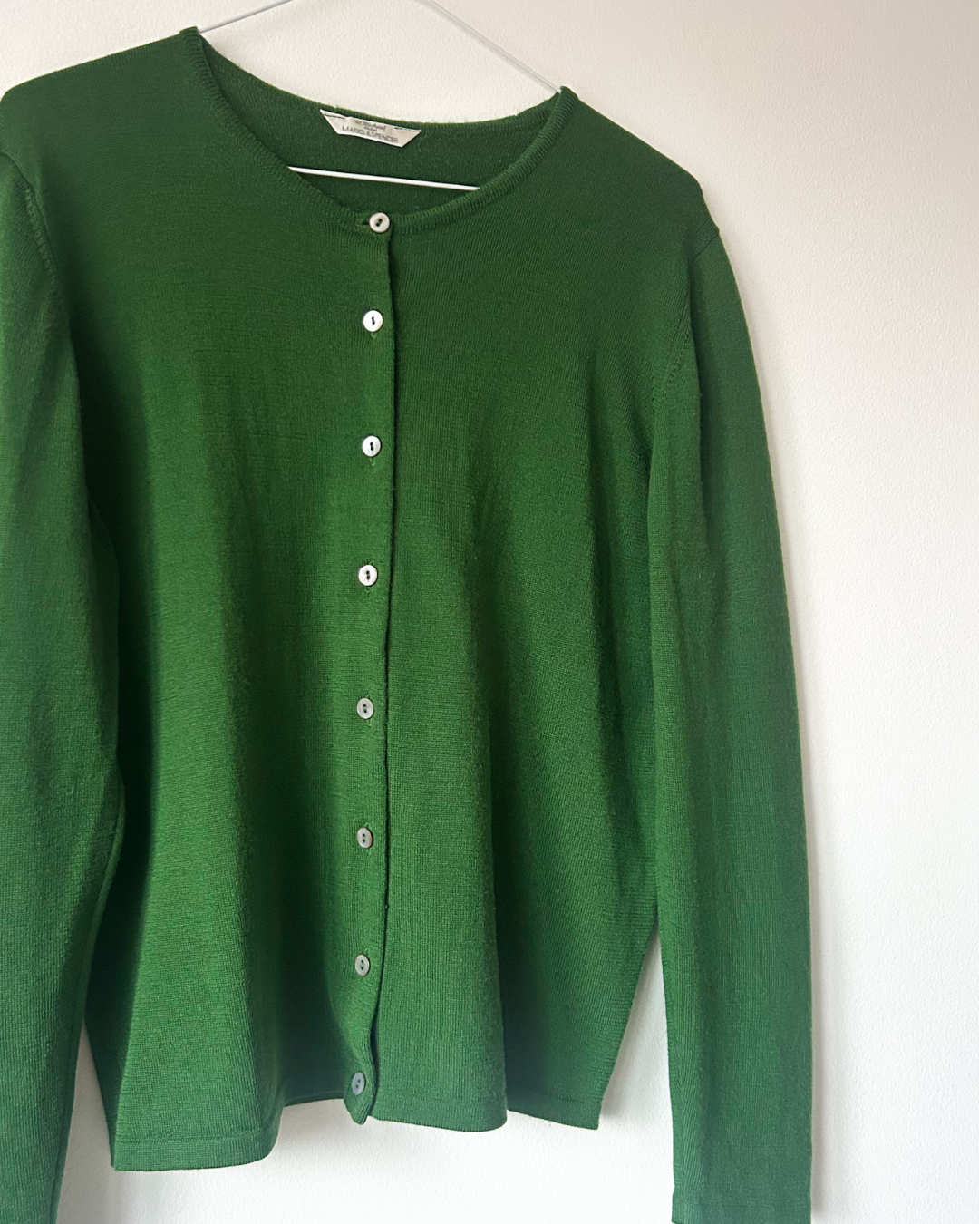 Vintage Green Fine Knit Cardigan, size approx 8-10+