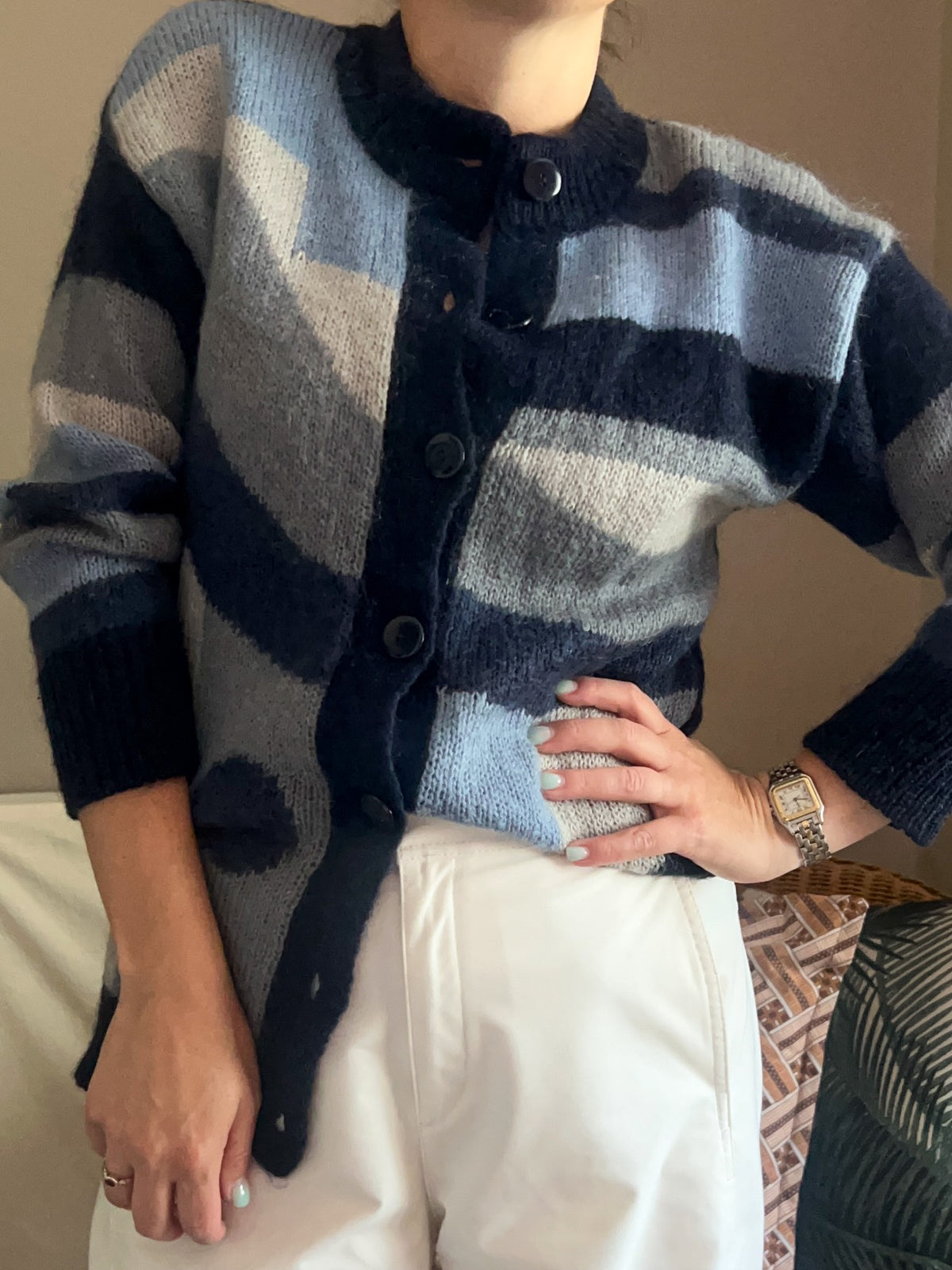 Vintage Abstract Knit Cardigan, size 8-12