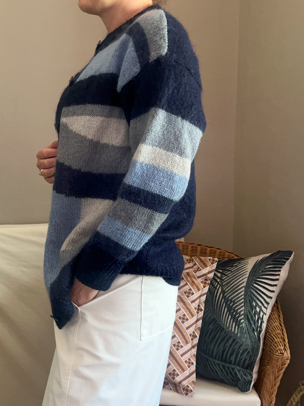 Vintage Abstract Knit Cardigan, size 8-12