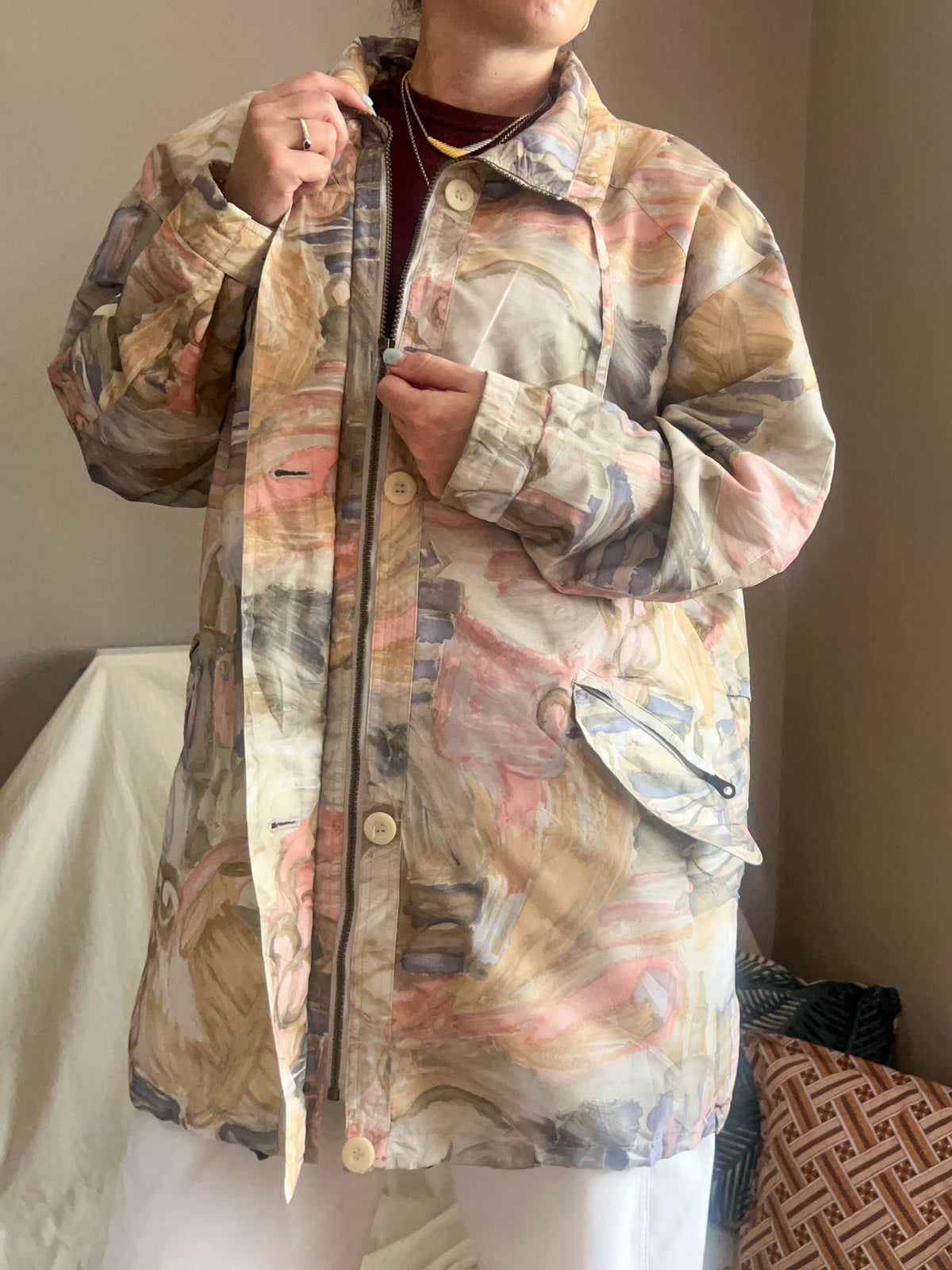 Vintage Abstract Print Jacket, fits up to size 20