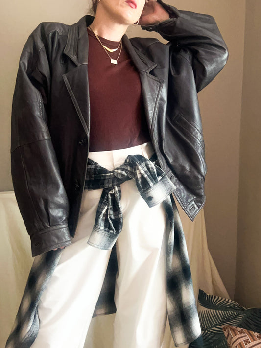 Vintage Italian Leather Jacket, approx size 12-16
