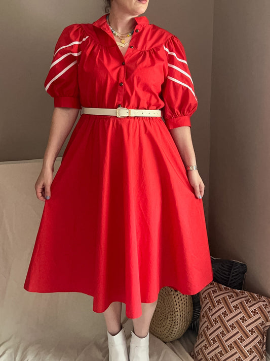 Vintage Puff Sleeve Prairie Dress, size approx 12-14