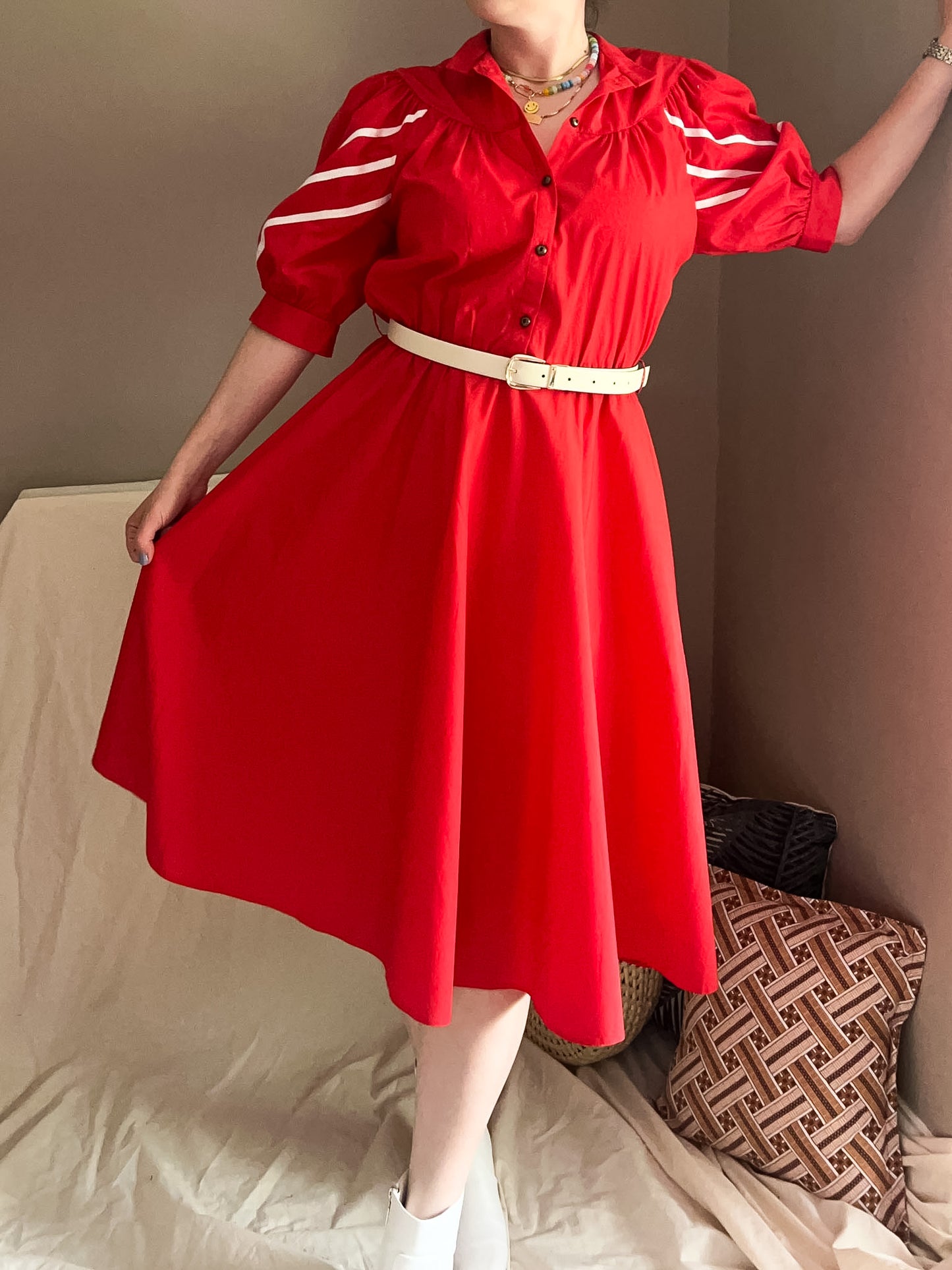 Vintage Puff Sleeve Prairie Dress, size approx 12-14