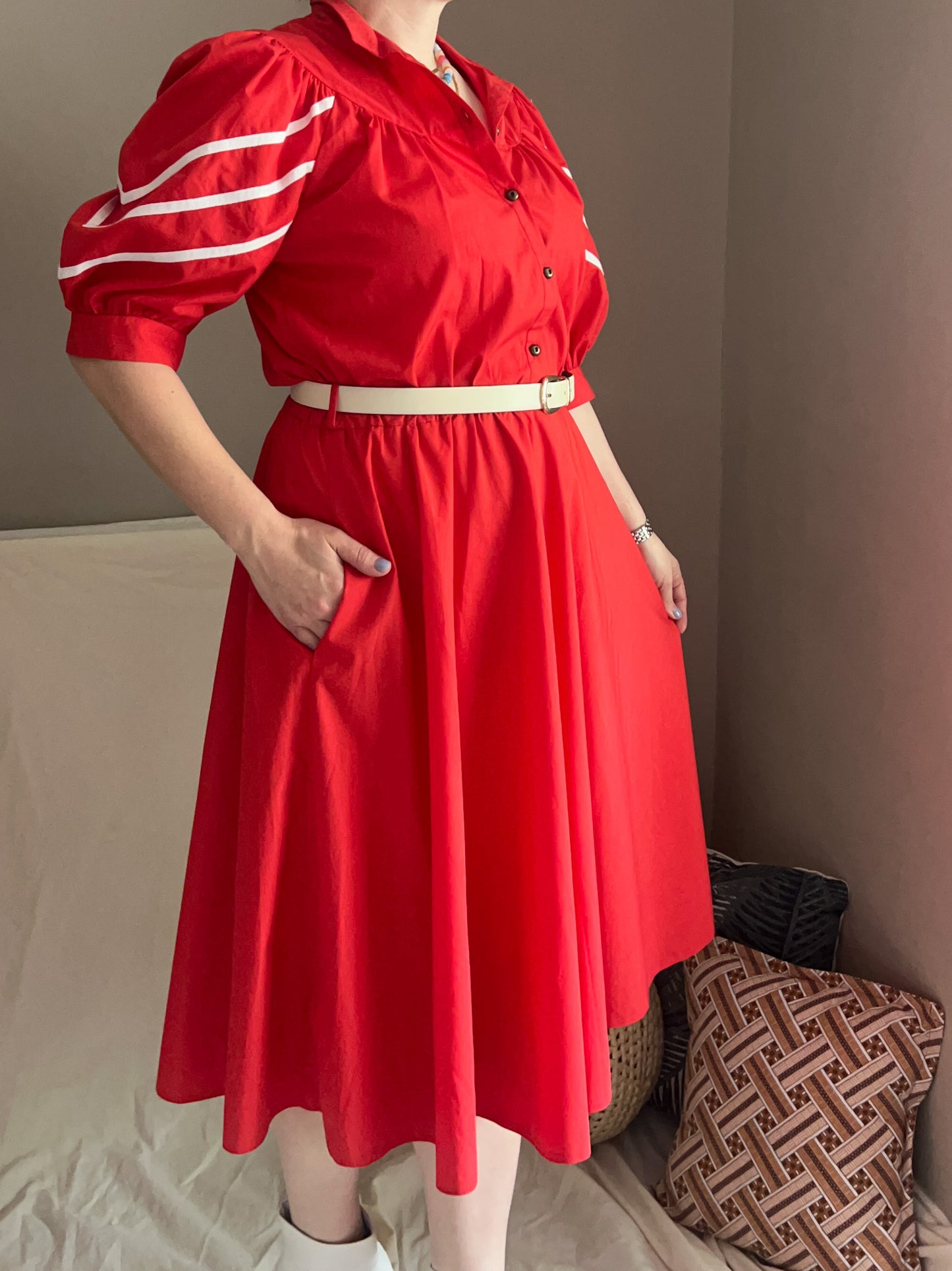 Vintage Puff Sleeve Prairie Dress, size approx 12-14