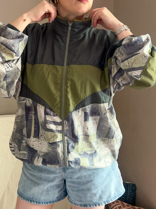 Vintage Danish Abstract Print Sports Jacket, approx size 12-16