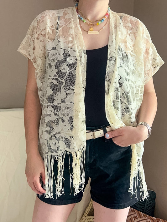 2010's Topshop Lace Fringed Jacket, free size