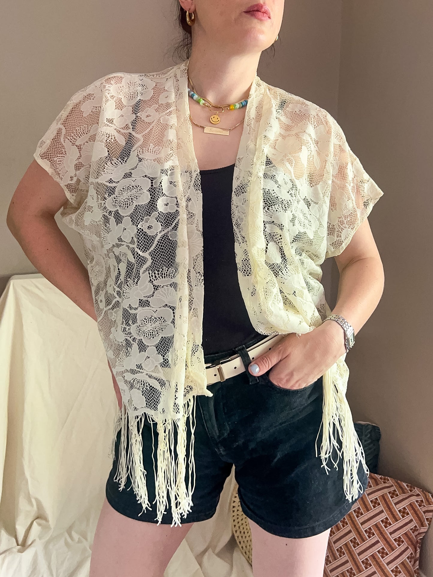 2010's Topshop Lace Fringed Jacket, free size