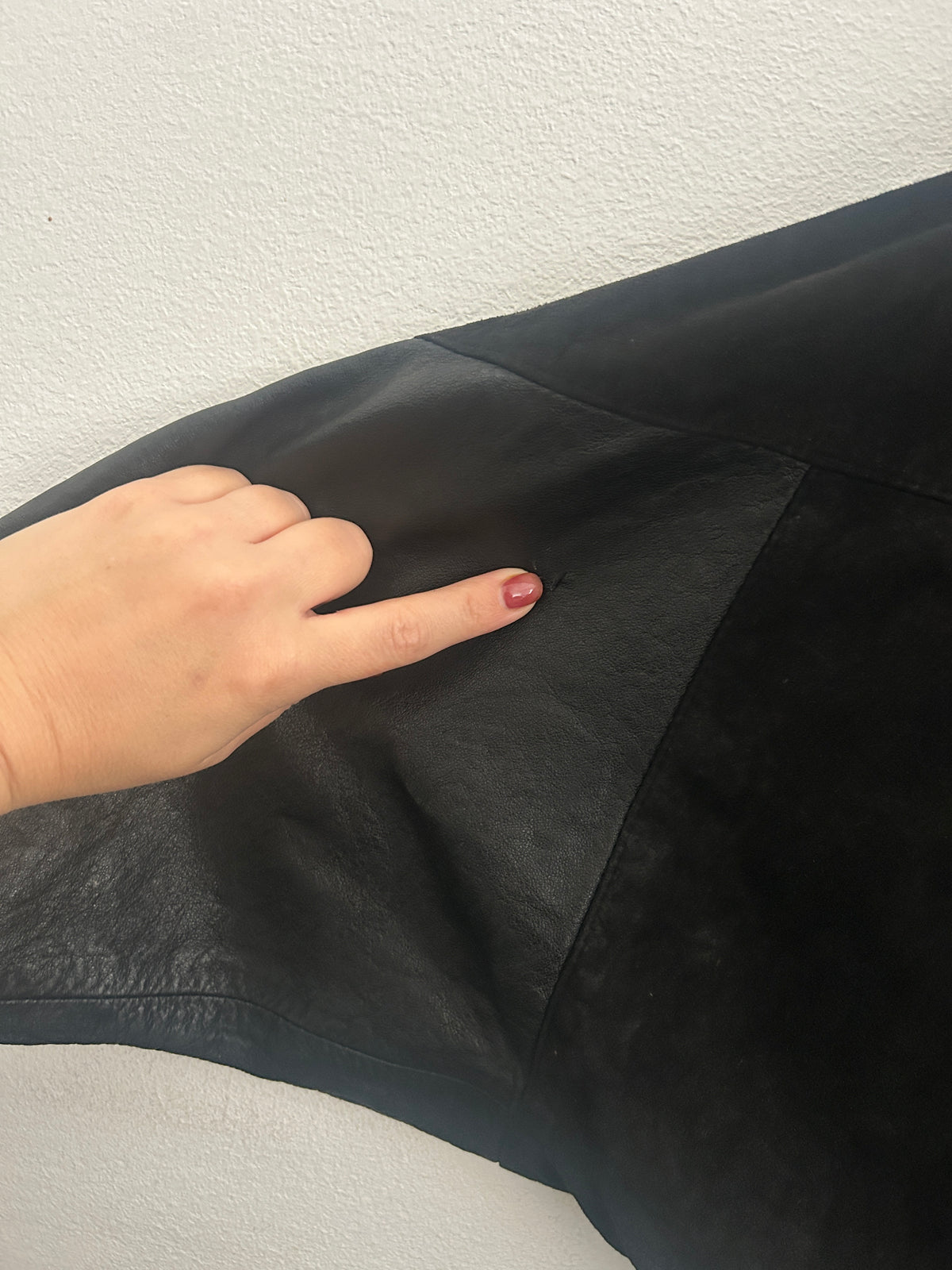 Vintage Leather & Suede Batwing Jacket, approx size 10-12
