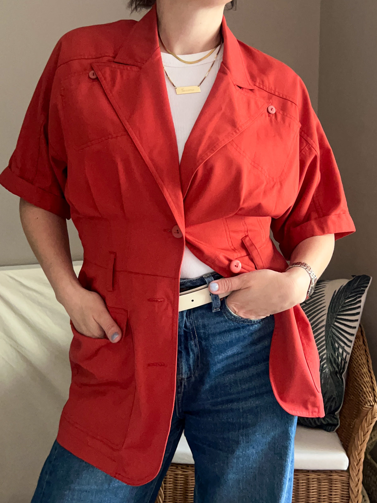 Vintage Safari Style Longline Jacket, approx size 10