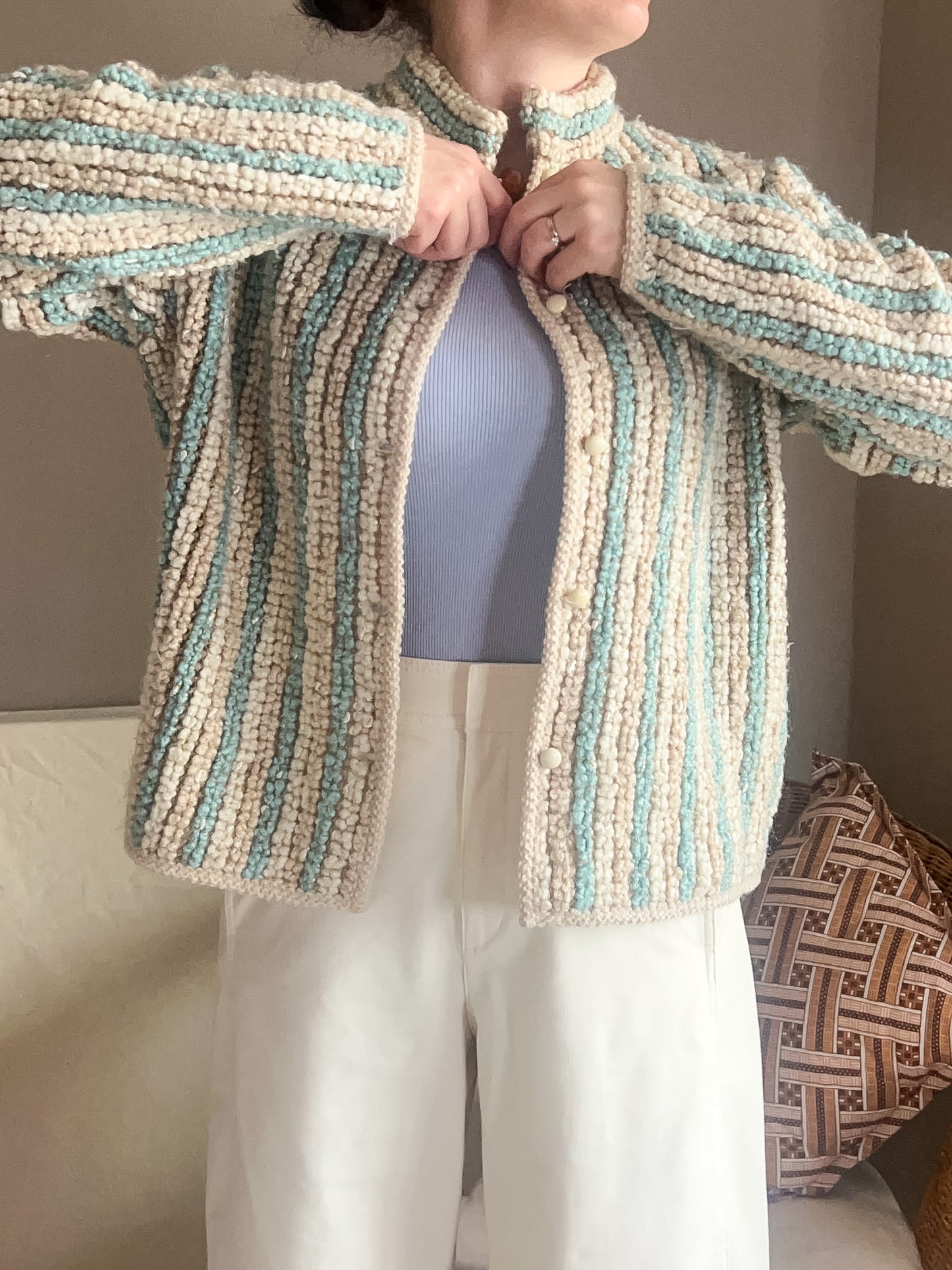 Vintage Yarell Chunky Boucle Knit Cardi, size 10-14