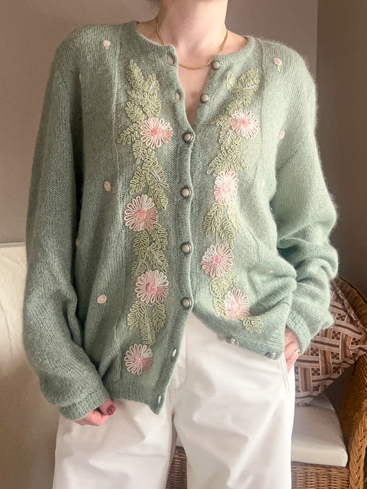 Vintage Ciprea Corded Floral Embroidery Cardi, size 12-18