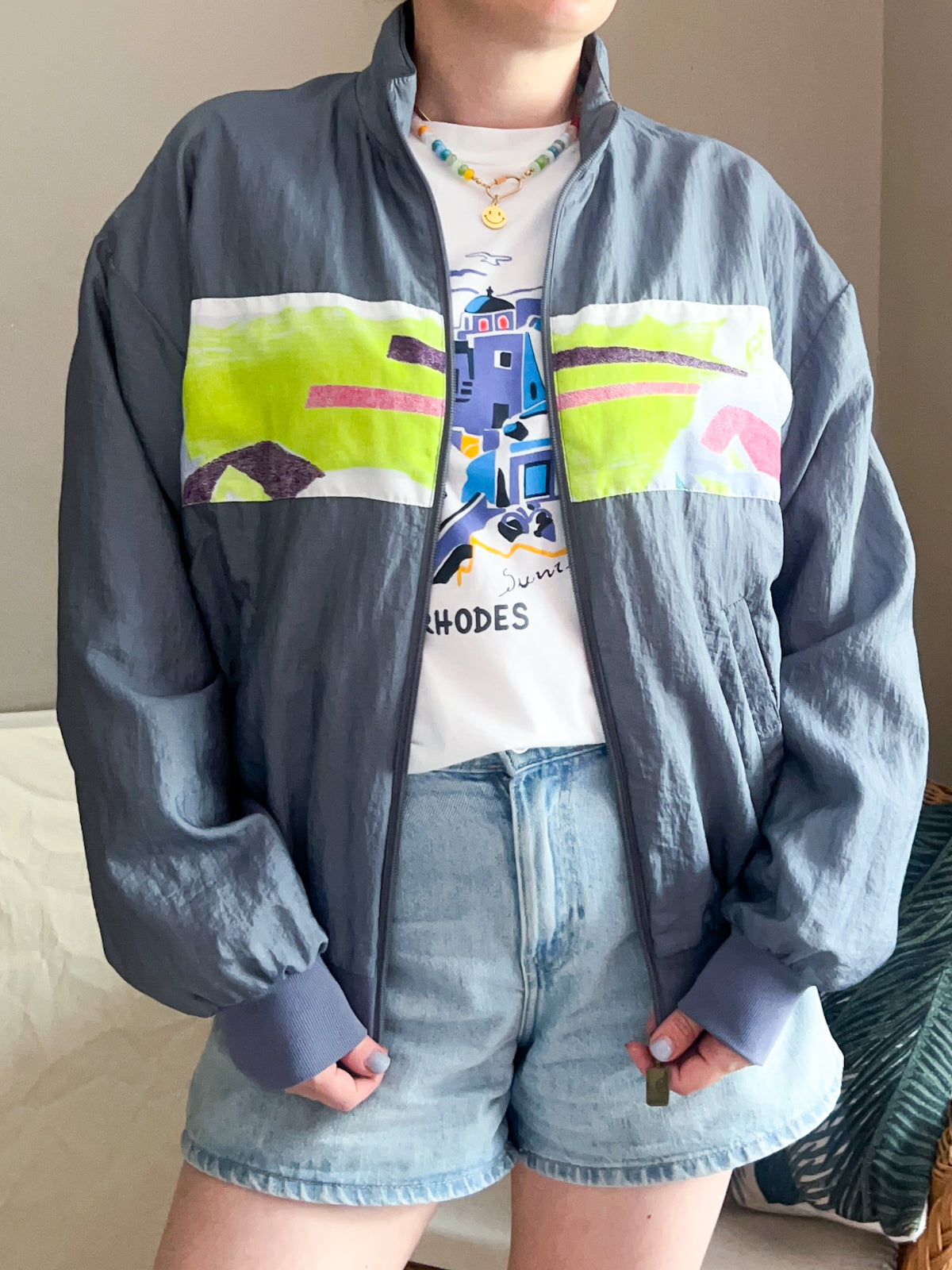 Vintage Australian by L'Alpina Grey & Neon Track Jacket, approx size 10-16