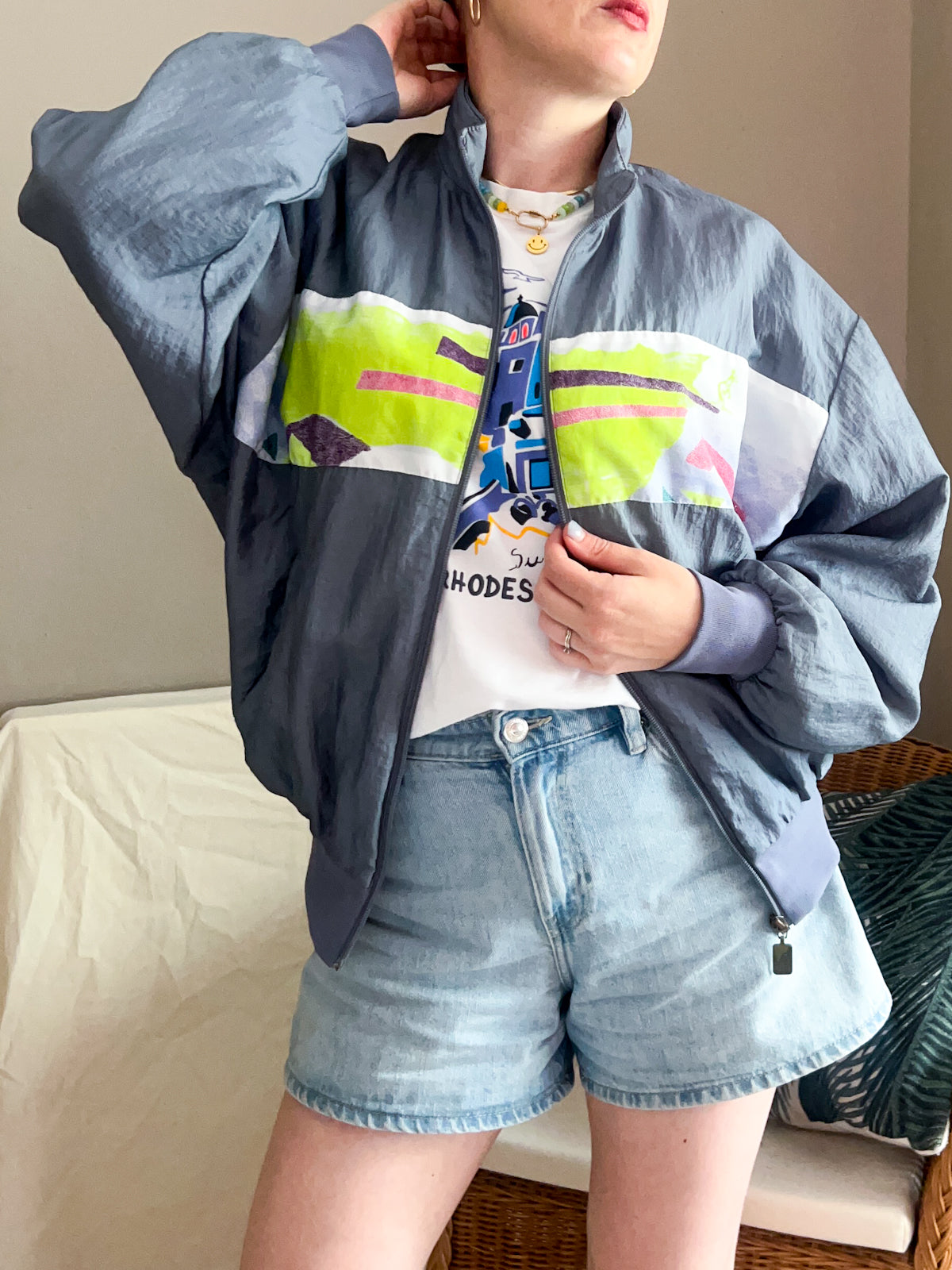Vintage Australian by L'Alpina Grey & Neon Track Jacket, approx size 10-16