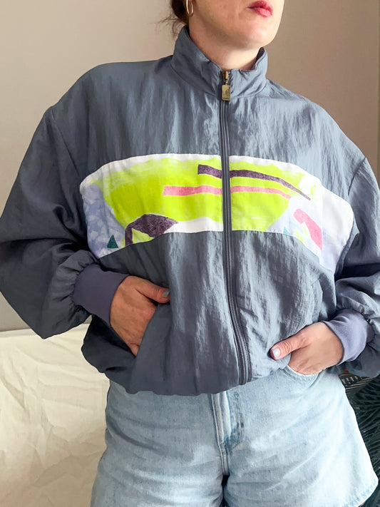 Vintage Australian by L'Alpina Grey & Neon Track Jacket, approx size 10-16
